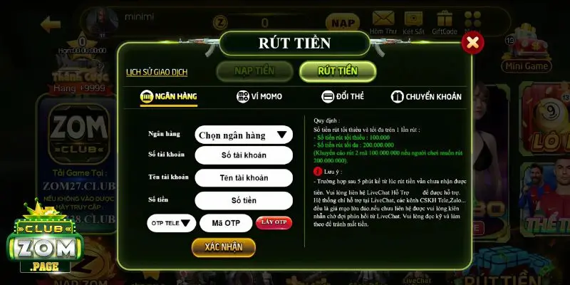 Quy trình rút tiền tận hưởng 